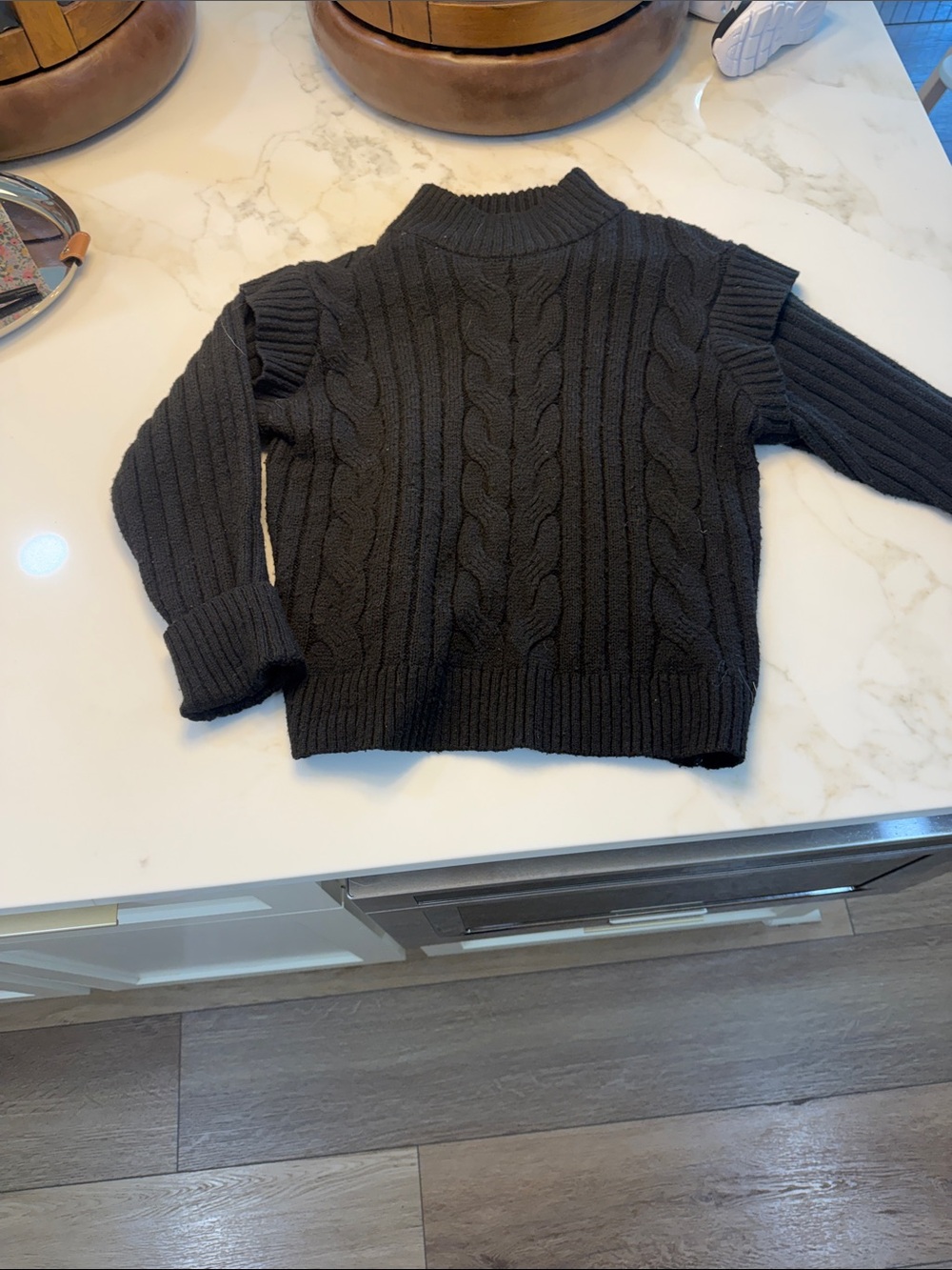 Time and Tru Black Cable Knit Turtleneck Sweater